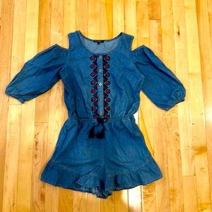 Cute Denim Romper, kids L.  Worn once.